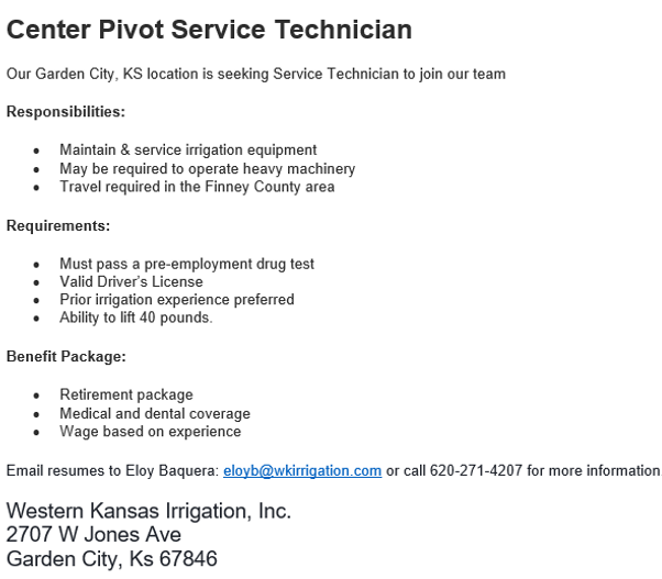 Garden City | Western Kansas Irrigation